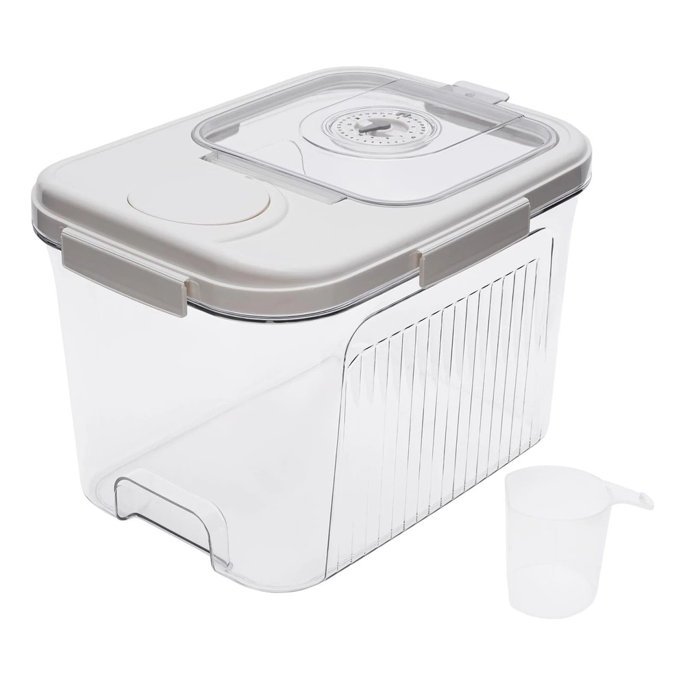 Premium Rice Dispenser Dry Food Storage Container With Measuring Cup Compact Tabletop Storage Box 7