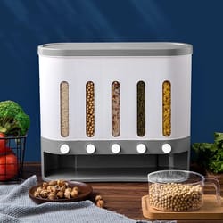 premium wall mounted dry food storage dispenser space saving cereal & rice grain organizer