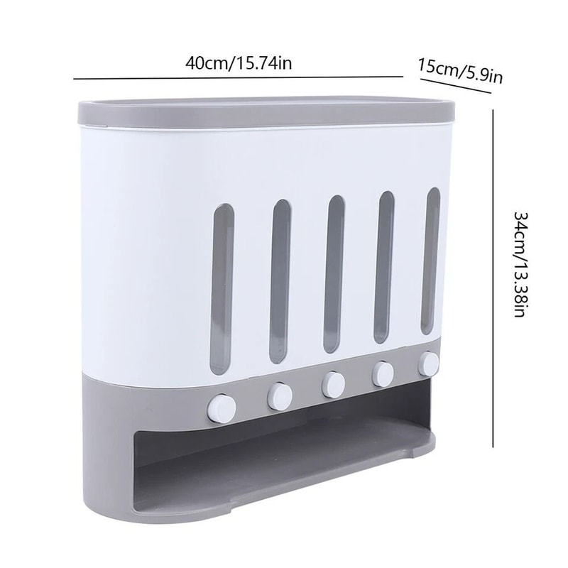 Premium Wall Mounted Dry Food Storage Dispenser Space Saving Cereal Rice Grain Organizer 1