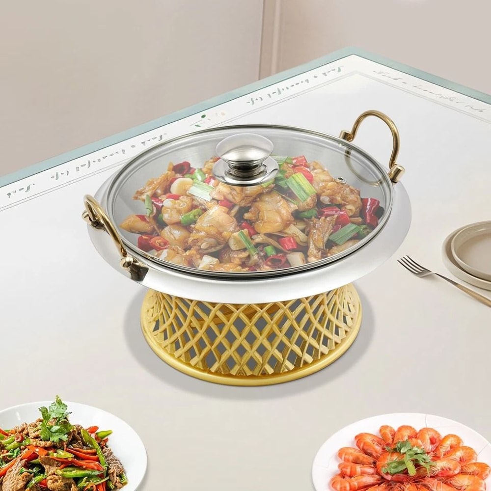 Premium Round Buffet Chafing Dish With Lid Stainless Steel Catering Food Warmer 0