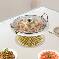 premium round buffet chafing dish with lid stainless steel catering food warmer