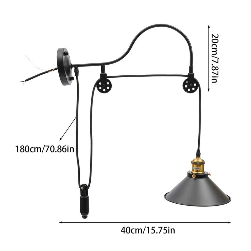 Vintage Industrial Gooseneck Lamp Wall Sconce Metal Pulley Light Fixture 3