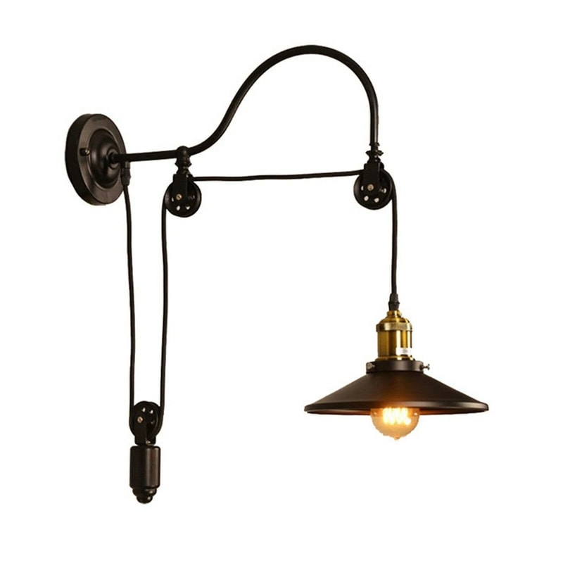 Vintage Industrial Gooseneck Lamp Wall Sconce Metal Pulley Light Fixture 7