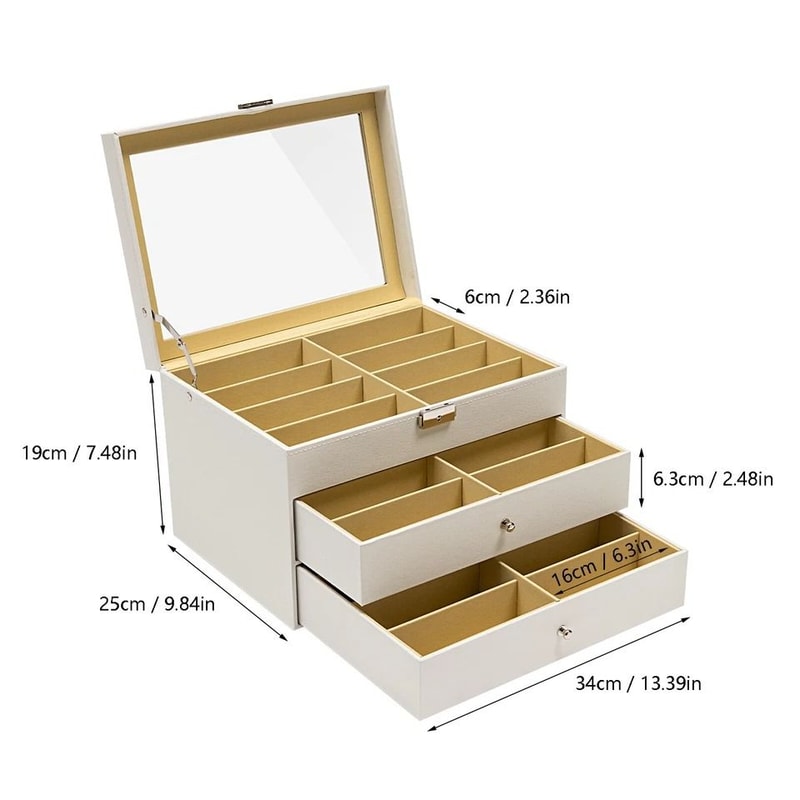 Premium Slot Sunglasses Organizer Drawer With Glass Display Storage 1