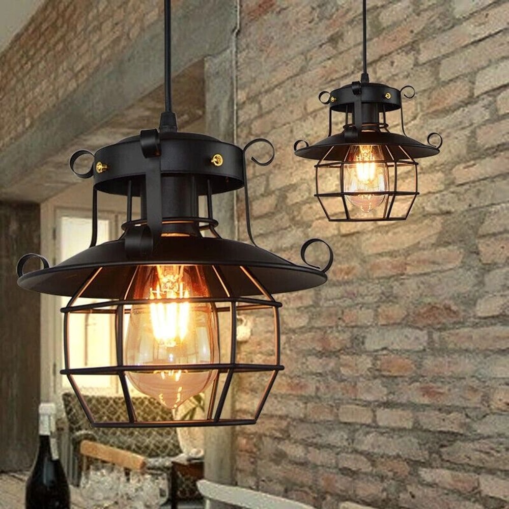 Industrial Rustic Farmhouse Ceiling Light Fixture Vintage Iron Cage Chandelier Pendant For Indoor H 2