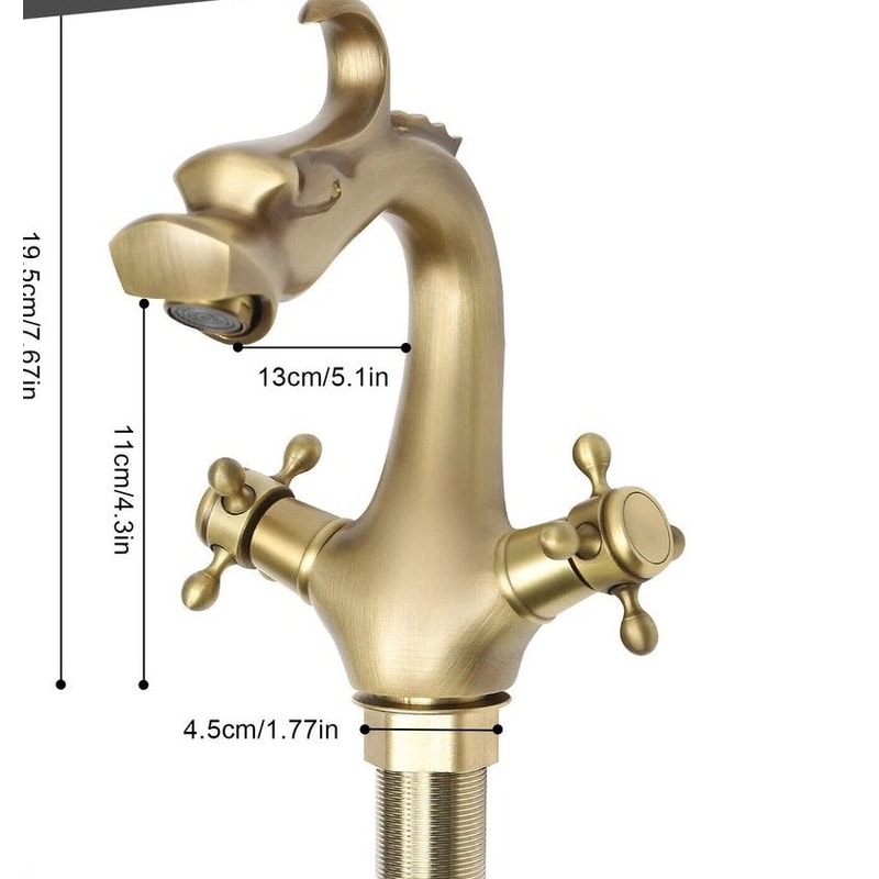 Antique Dragon Brass Faucet For Kitchen Bar Vintage Dual Handle Statement Piece 1