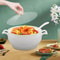 Elegant White Ceramic Soup Tureen With Glass Lid Ladle Durable Kitchen Serveware 2