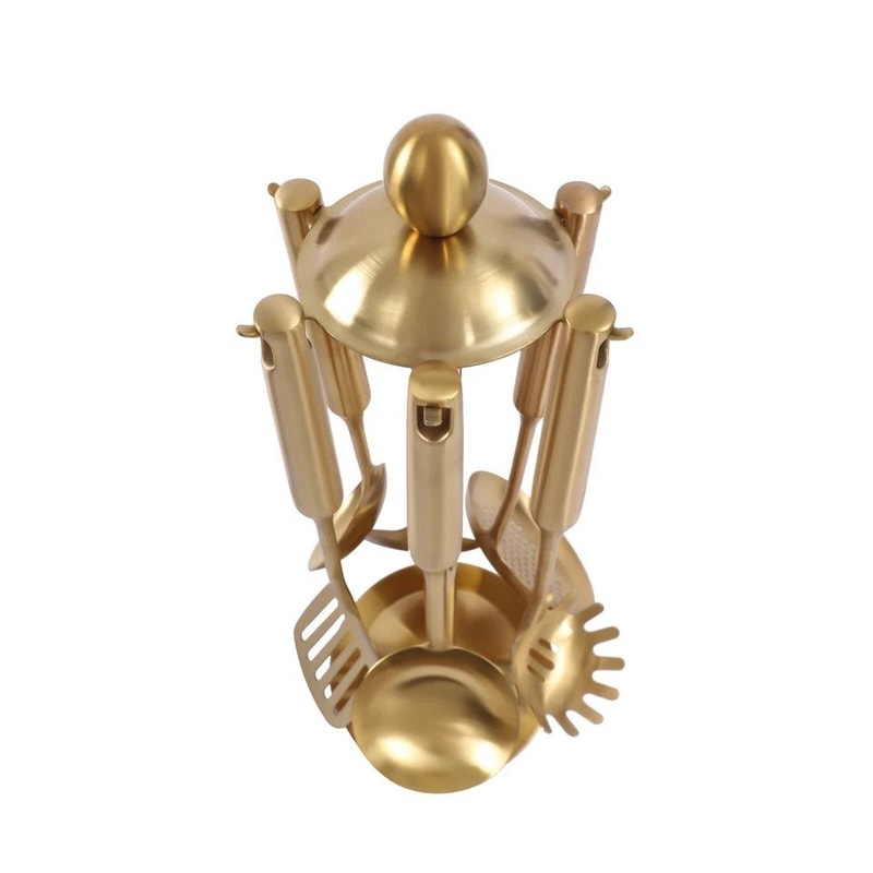 Premium Gold Kitchen Utensil Set With Stand Stainless Steel 4