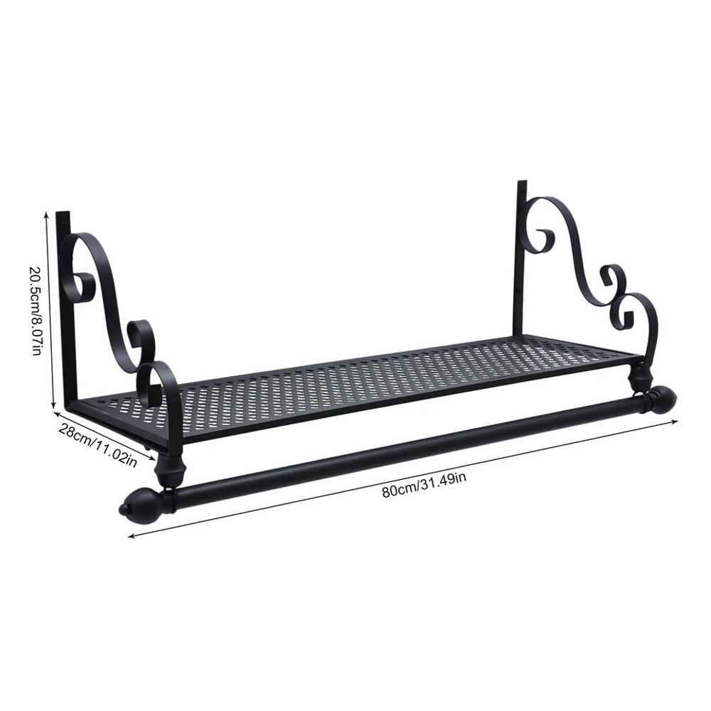 Durable Wall Mounted Coat Rack With Wrought Iron Coat Rack Shelf Hanging Rod Space Saving Closet O 1
