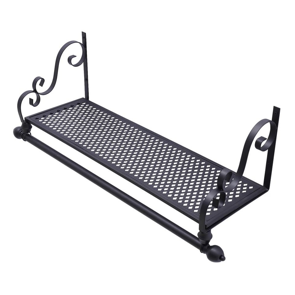 Durable Wall Mounted Coat Rack With Wrought Iron Coat Rack Shelf Hanging Rod Space Saving Closet O 3