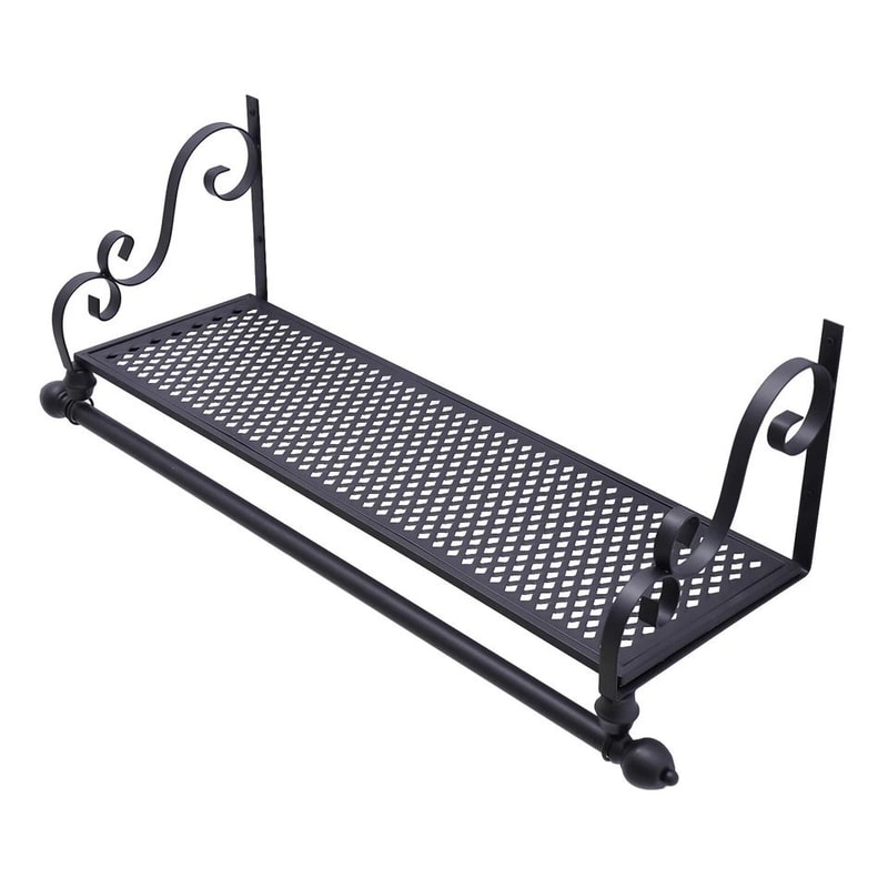 Durable Wall Mounted Coat Rack With Wrought Iron Coat Rack Shelf Hanging Rod Space Saving Closet O 3