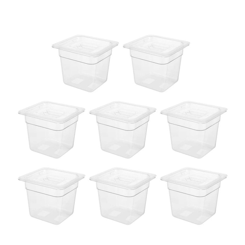 Clear Polycarbonate Size Food Pan Set With Lids Commercial Storage Prep Pans 1
