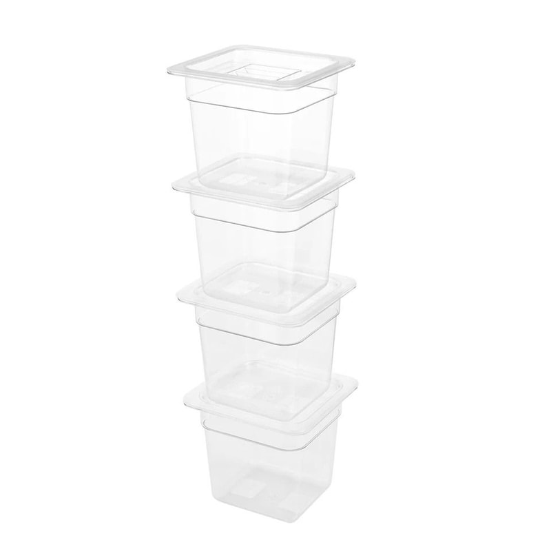 Clear Polycarbonate Size Food Pan Set With Lids Commercial Storage Prep Pans 2