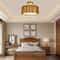 Rustic Rattan Ceiling Light Fixture Boho Flush Mount Chandelier Lamp 0