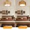 Rustic Rattan Ceiling Light Fixture Boho Flush Mount Chandelier Lamp 1