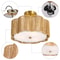 Rustic Rattan Ceiling Light Fixture Boho Flush Mount Chandelier Lamp 2