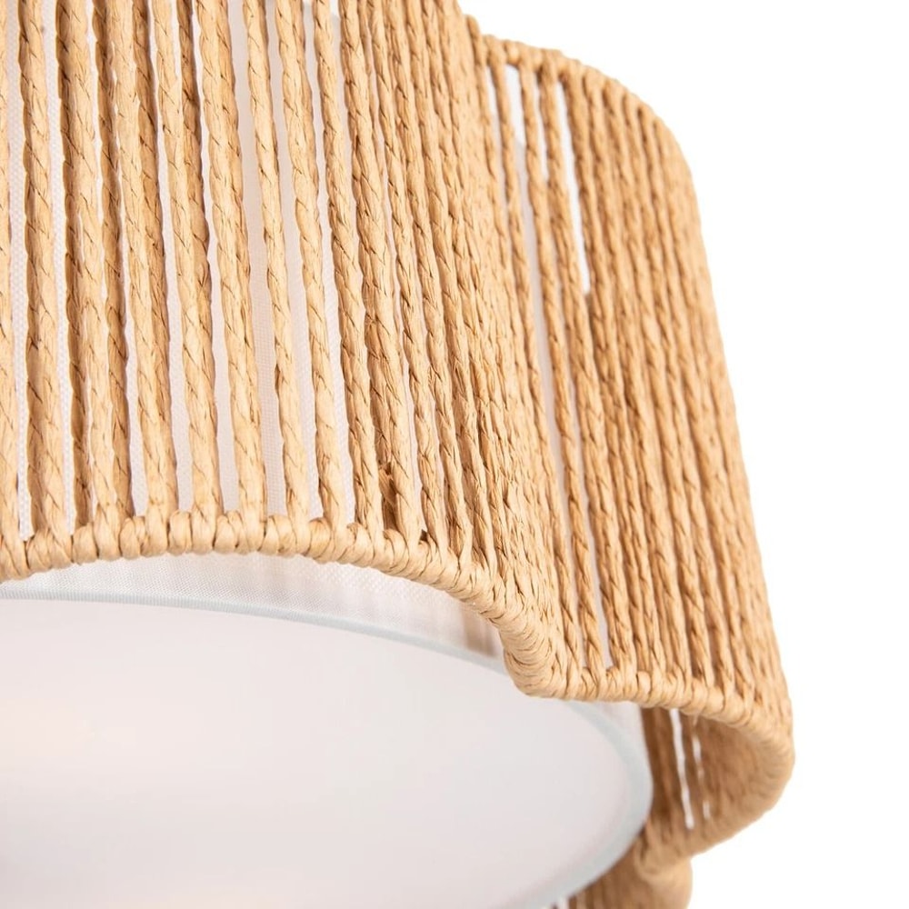 Rustic Rattan Ceiling Light Fixture Boho Flush Mount Chandelier Lamp 7