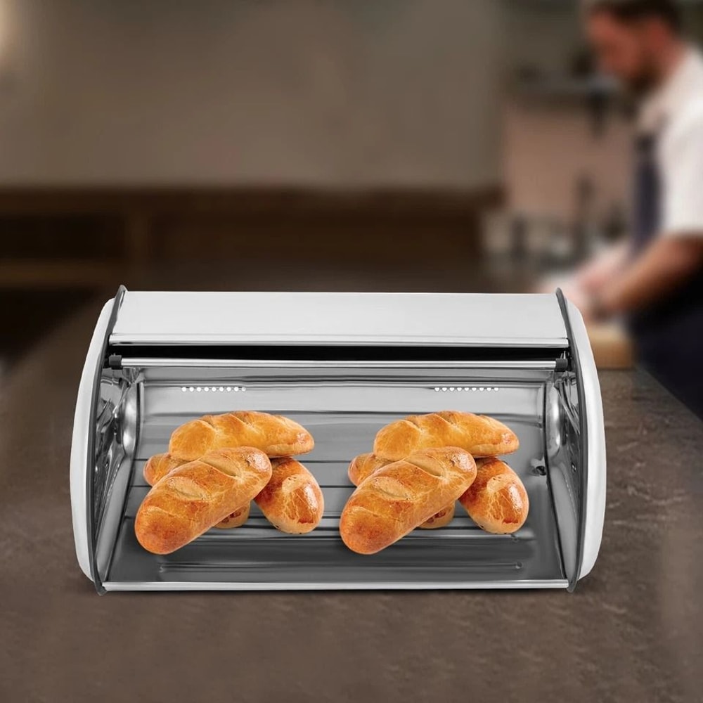 Premium Stainless Steel Kitchen Bread Box Sleek Countertop Bread Bin For Fresh Storage 1