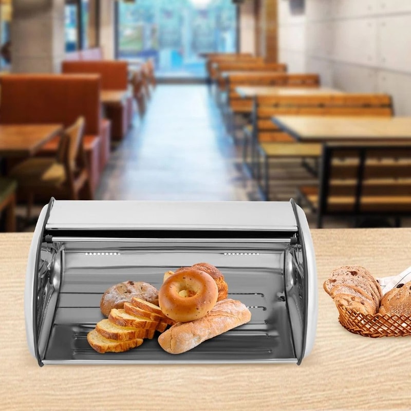 Premium Stainless Steel Kitchen Bread Box Sleek Countertop Bread Bin For Fresh Storage 2