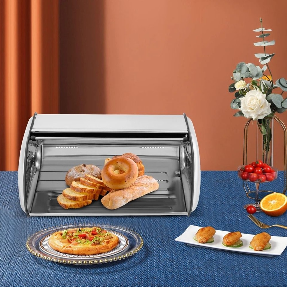 Premium Stainless Steel Kitchen Bread Box Sleek Countertop Bread Bin For Fresh Storage 0