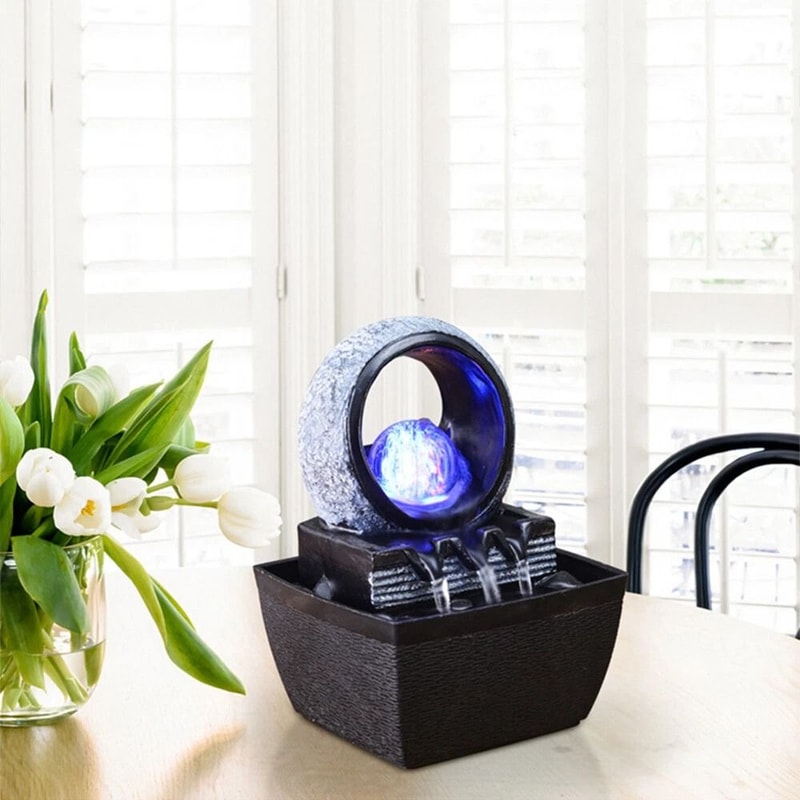 LED Mini Desktop Waterfall Fountain Calming Indoor Relaxation Decor 6