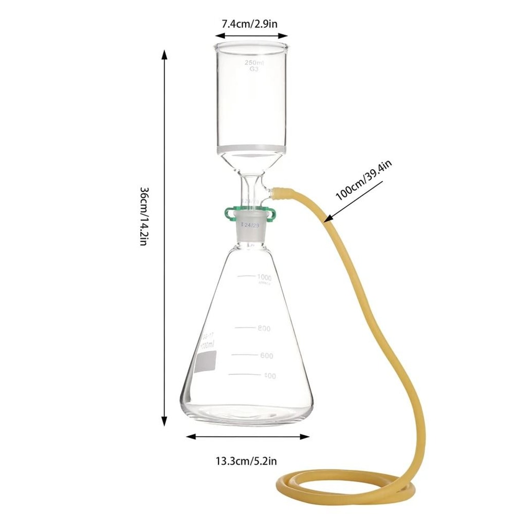Premium Buchner Funnel Kit With Flask Clip Hose Professional Vacuum Filtration 1