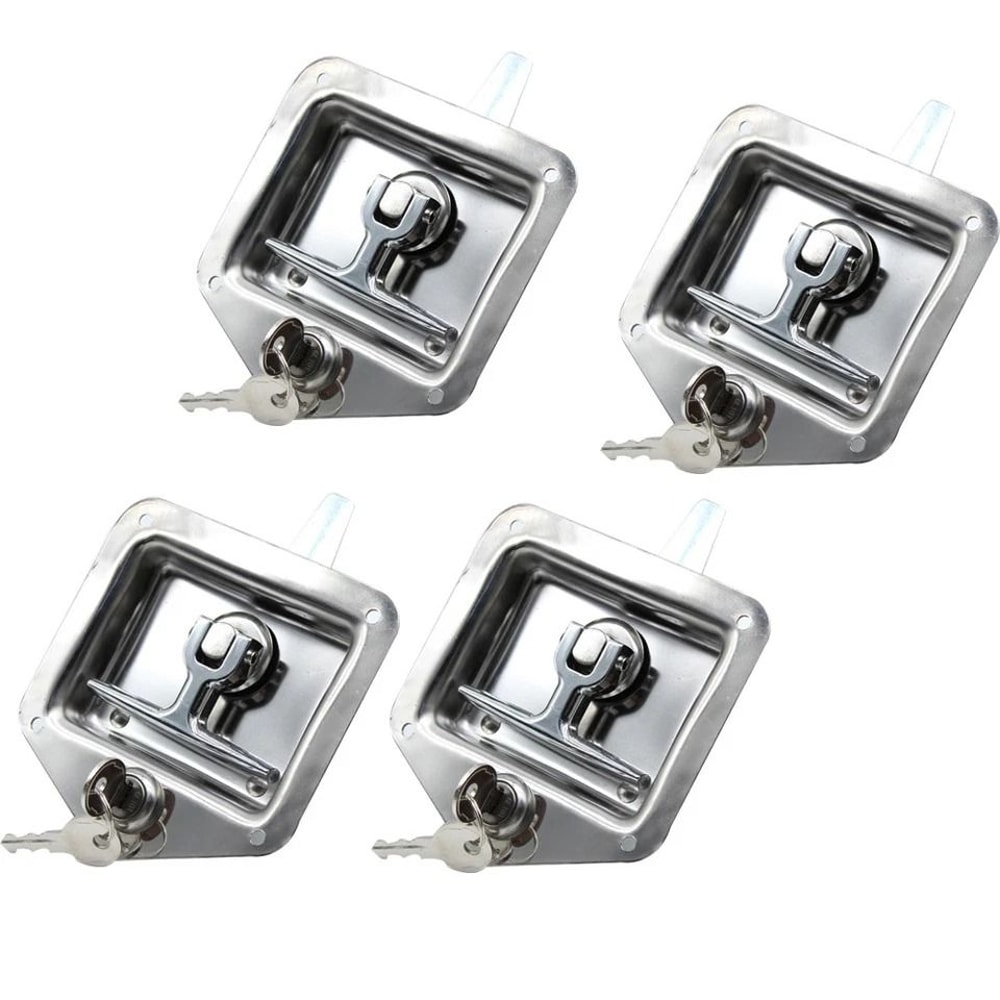 Premium Stainless Steel T Handle Tool Box Latch Trailer Door Lock Set 0