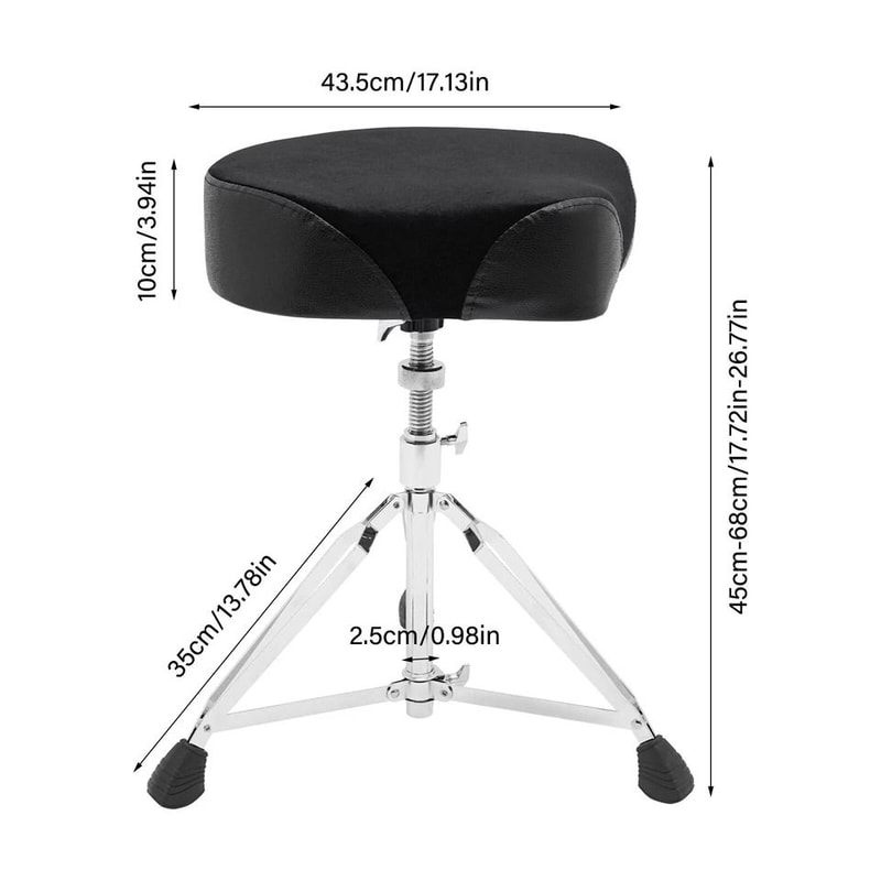 Adjustable Drum Throne With Thick Padded Seat Black Drummers Stool And Guitar Chair 1