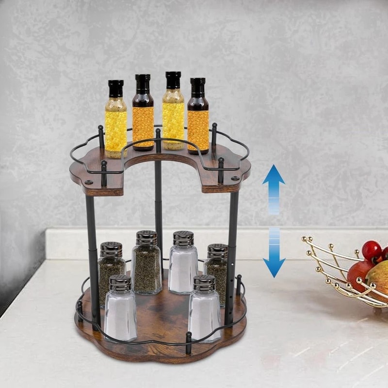 Spice Rack Organizer With Adjustable Rotating Cabinet Storage 1