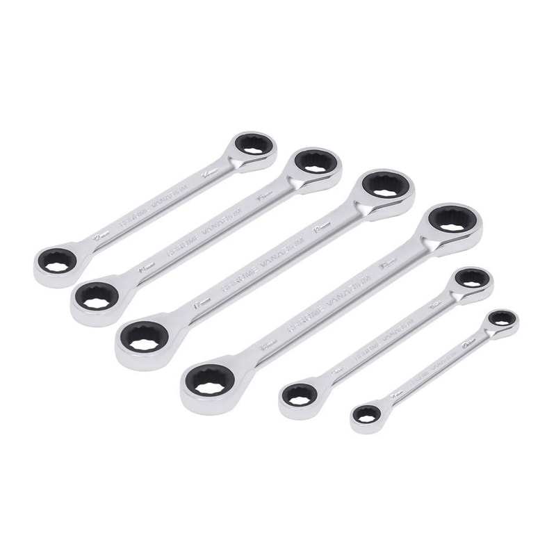 Extra Long Flex Head Ratcheting Wrench Metric Double Box End 6pc 2
