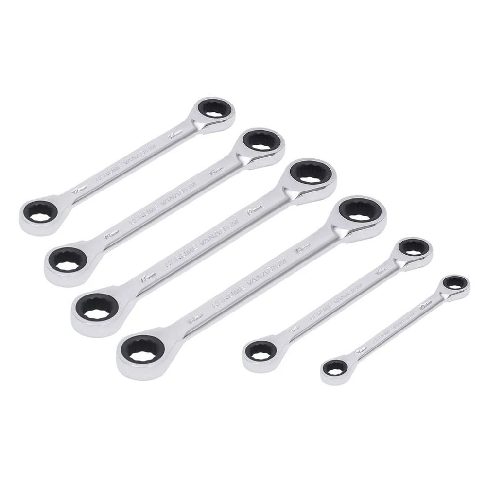 Extra Long Flex Head Ratcheting Wrench Metric Double Box End 6pc 3