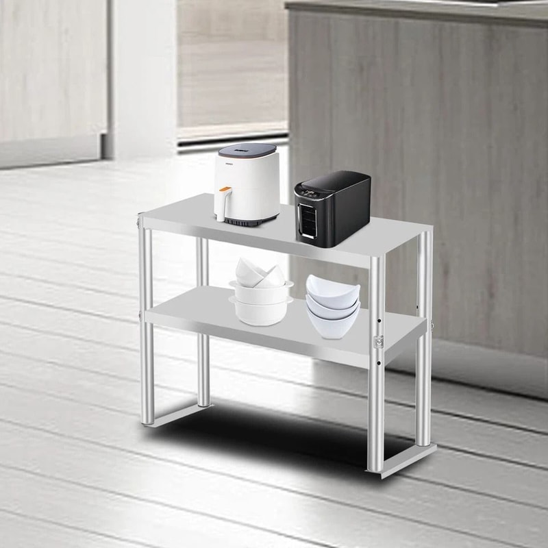 Compact Stainless Steel Work Table With Storage Shelf 1