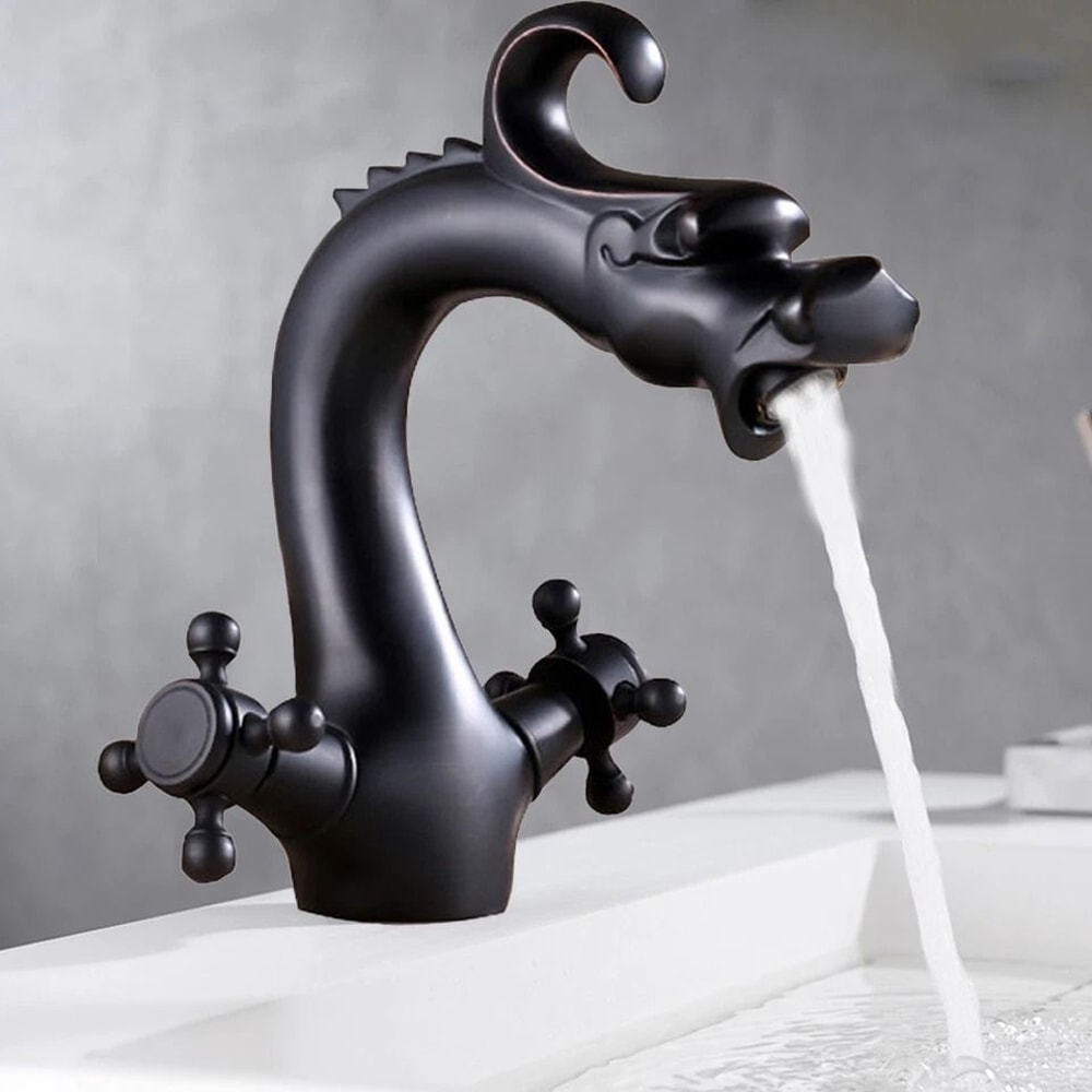 Black Waterfall Vessel Bathroom Faucet Oil Rubbed Brass Single Hole Mixer Tap 2
