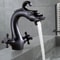 Black Waterfall Vessel Bathroom Faucet Oil Rubbed Brass Single Hole Mixer Tap 0