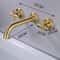 Brushed Gold Wall Mount Bathroom Faucet Handle Brass Mixer Tap 1