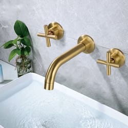 brushed gold wall mount bathroom faucet handle brass mixer tap