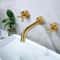 Brushed Gold Wall Mount Bathroom Faucet Handle Brass Mixer Tap 0