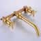 Brushed Gold Wall Mount Bathroom Faucet Handle Brass Mixer Tap 4