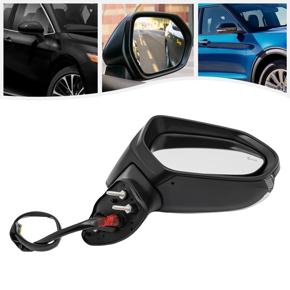 Toyota Camry Passenger Side Mirror Assembly Black Heated Blind Spot 10