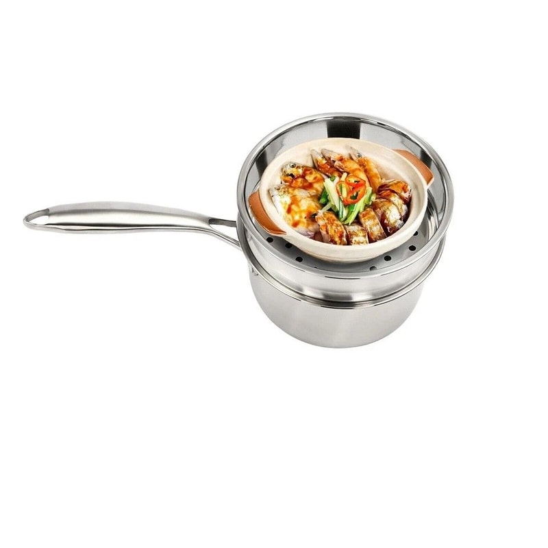 Compact Stainless Steel Steamer Pot Saucepan With Lid For Induction Cooking 1