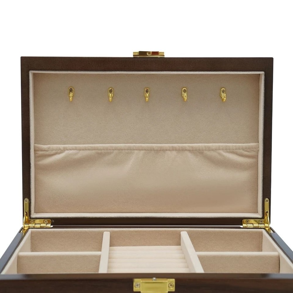 Wooden Jewelry Organizer Box With Plush Lined Drawers 2