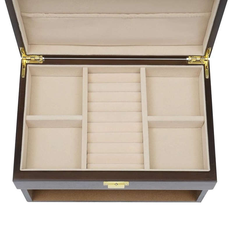 Wooden Jewelry Organizer Box With Plush Lined Drawers 3
