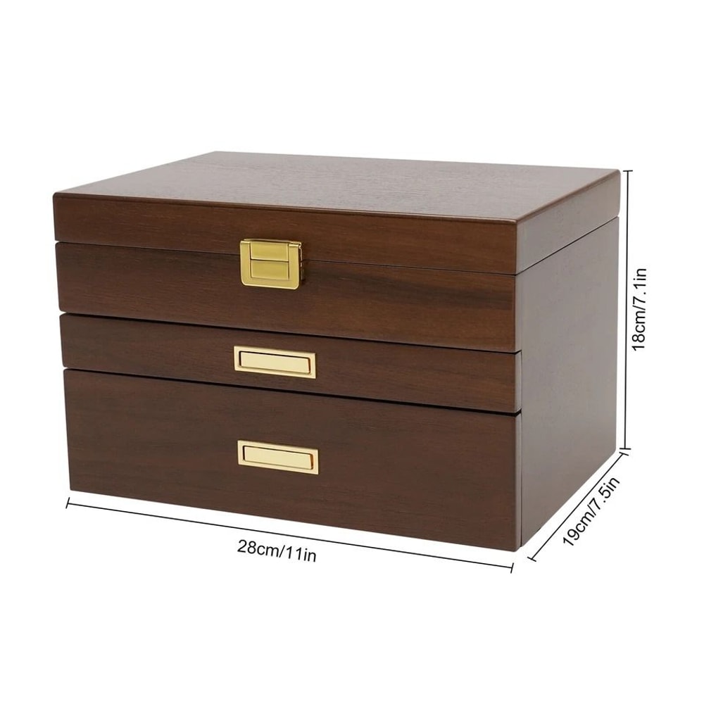 Wooden Jewelry Organizer Box With Plush Lined Drawers 4