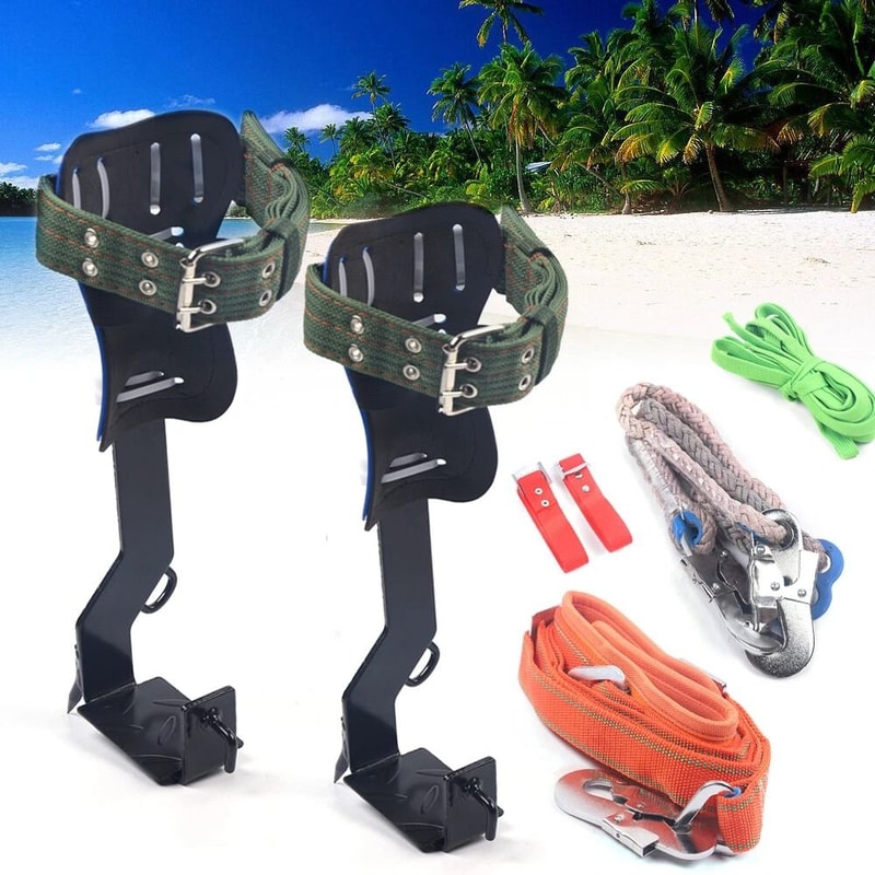 Heavy Duty Tree Climbing Gear Set With Adjustable Spikes Safety Belt 7