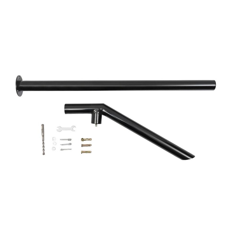 Outdoor Stair Railing Metal Handrail For Steps Black Safety Support 4