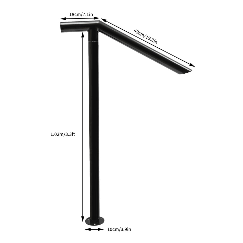 Outdoor Stair Railing Metal Handrail For Steps Black Safety Support 5