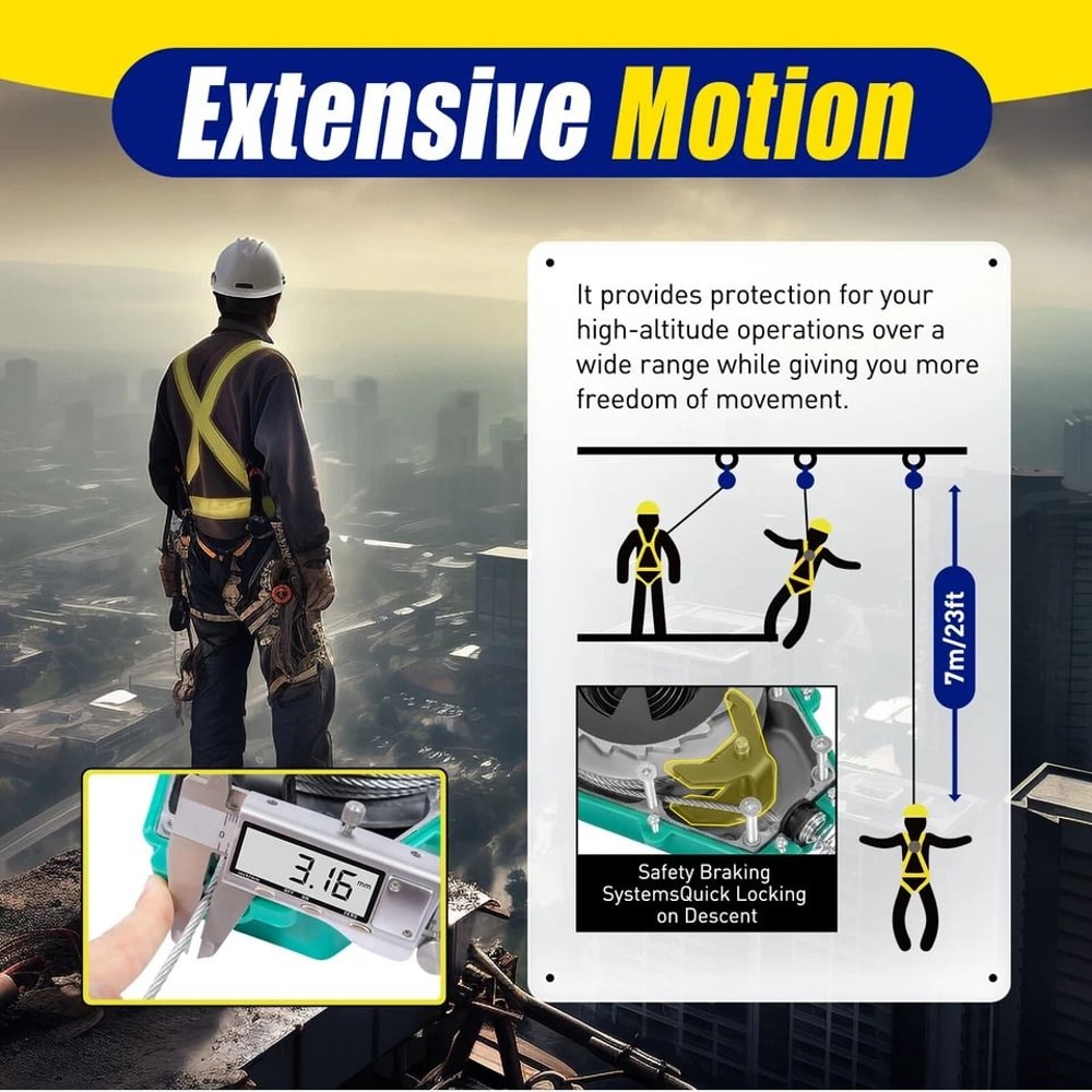 Self Retracting Lifeline Fall Protection Lanyard With Hook Safety Arrester 3