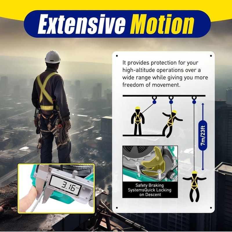 Self Retracting Lifeline Fall Protection Lanyard With Hook Safety Arrester 3