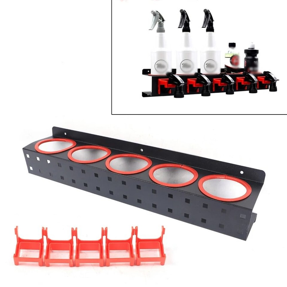 Wall Mounted Spray Bottle Storage Rack Car Detailing Organizer Holder For Garage Workshop 1