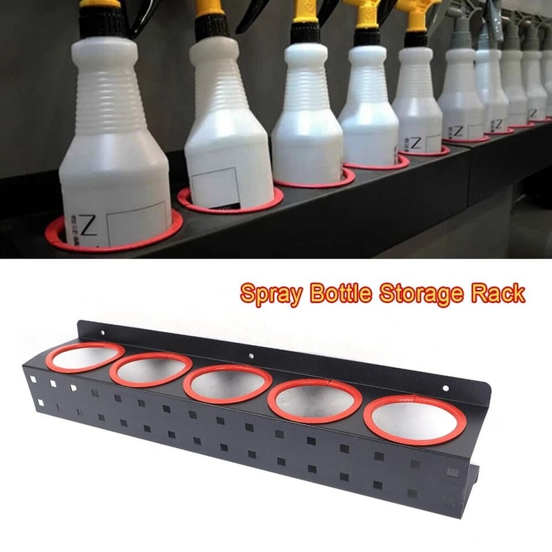 Wall Mounted Spray Bottle Storage Rack Car Detailing Organizer Holder For Garage Workshop 2